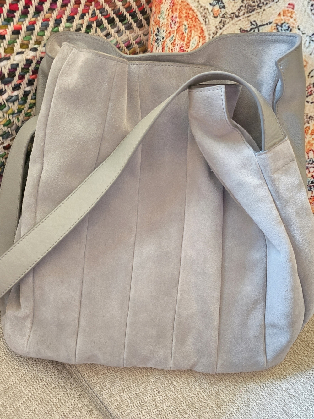 Vince Camuto Dario grey suede leather tote